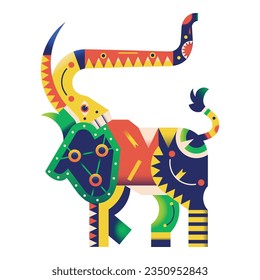 vector alebrije elephant cartoon tribal illustration isolated