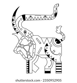 vector alebrije elephant cartoon tribal illustration isolated