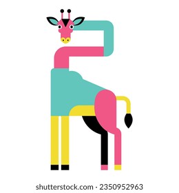 vector alebrije giraffe cartoon neon illustration isolated