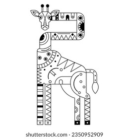 vector alebrije giraffe cartoon tribal illustration isolated