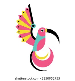 vector alebrije hummingbird cartoon neon illustration isolated
