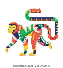 vector alebrije monkey cartoon tribal illustration isolated