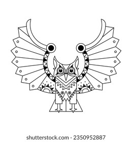 vector alebrije owl cartoon tribal illustration isolated