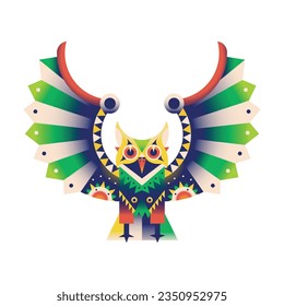 vector alebrije owl cartoon tribal illustration isolated