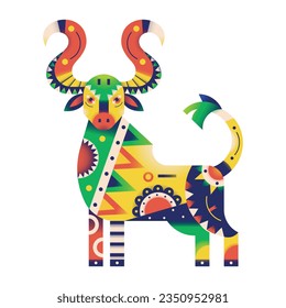 vector alebrije ox cartoon tribal illustration isolated