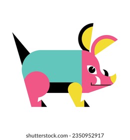 vector alebrije pig cartoon neon illustration isolated