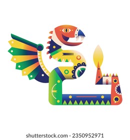 vector alebrije quetzalcoatl cartoon tribal illustration isolated