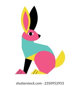 vector alebrije rabbit cartoon neon illustration isolated