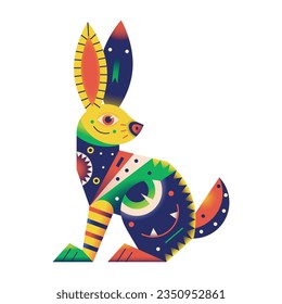 ilustración tribal de dibujos animados de conejo vectorial alebrije aislados