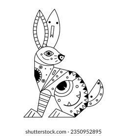 vector alebrije rabbit cartoon tribal illustration isolated
