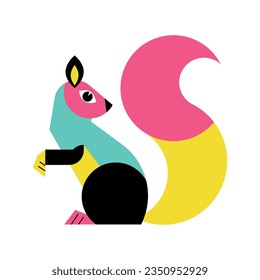 vector alebrije squirrel cartoon neon illustration isolated