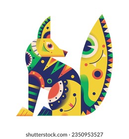 vector alebrije squirrel cartoon tribal illustration isolated