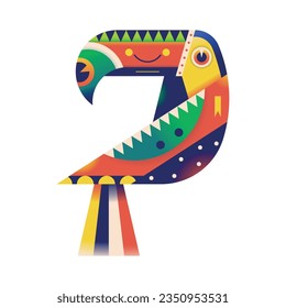 vector alebrije toucan cartoon tribal illustration isolated