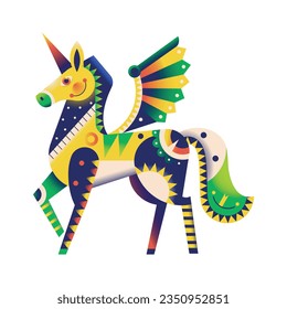 gráfico vectorial alebrije unicorn ilustración tribal aislado