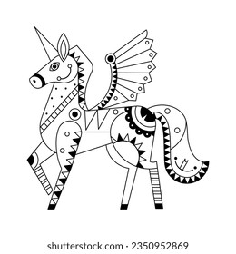vector alebrije unicorn cartoon tribal illustration isolated
