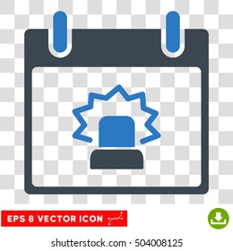 Vector Alert Calendar Day EPS vector pictogram. Illustration style is flat iconic bicolor smooth blue symbol on a transparent background.