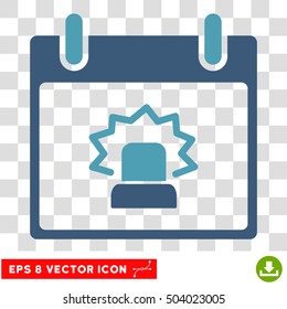 Vector Alert Calendar Day EPS vector icon. Illustration style is flat iconic bicolor cyan and blue symbol on a transparent background.