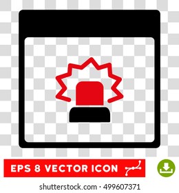 Vector Alert Calendar Page EPS vector icon. Illustration style is flat iconic bicolor intensive red and black symbol on a transparent background.
