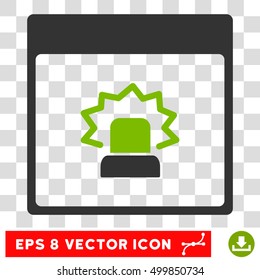 Vector Alert Calendar Page EPS vector pictogram. Illustration style is flat iconic bicolor eco green and gray symbol on a transparent background.