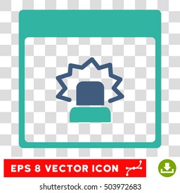 Vector Alert Calendar Page EPS vector icon. Illustration style is flat iconic bicolor cobalt and cyan symbol on a transparent background.