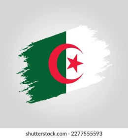 Vektor Algerien-Flagge Pinselstrich mit farbigem Hintergrund