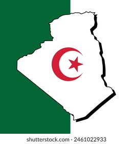 Vector Algeria flag with map Algeria flag with map illustration, Algeria flag with map picture or Algeria flag with map image svg