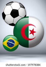 Vector - Algeria Flag with Soccer Ball Background