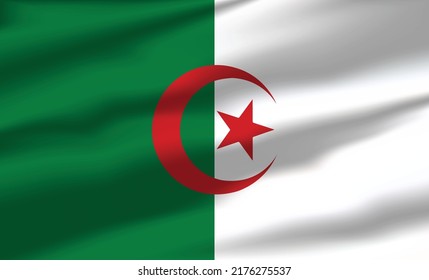 Bandera vectorial de Argelia ondeando banderas realistas