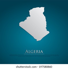 vector Algeria Map card paper on blue background, high detailed
