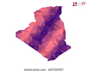 Vector of Algeria map colorful polygon red triangle mosaic with white background. style gradient.