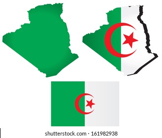 Vector Algeria map with flag