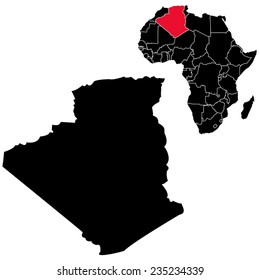 Vector Algeria map on Africa 