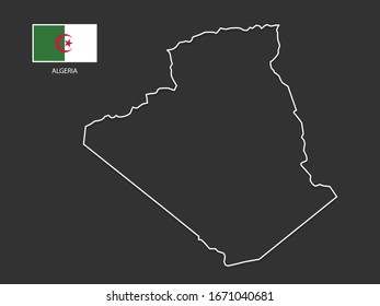 vector Algeria map thin line style.