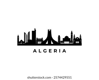 Vector Algeria skyline. Travel Algeria famous landmarks. Business and tourism concept for presentation, banner, web site.