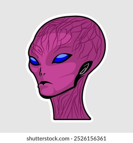 Vector Alien, extraterrestrial creature with a scary face and a strange head shape