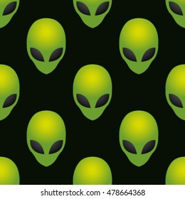 Vector alien heads. Seamless pattern
