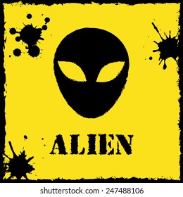 Vector alien logo on yellow background