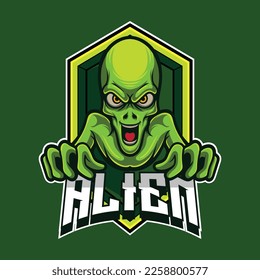 Vector alien mascot logo template for esport and sport team