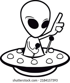 Vector Alien On Ufo Stock Vector (Royalty Free) 2184157393 | Shutterstock