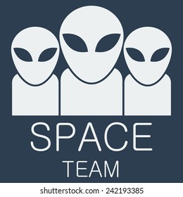 Vector alien team on blue background