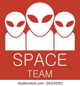 Vector alien team on red background