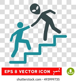 Vector Alien Training Help EPS vector pictograph. Illustration style is flat iconic bicolor soft blue symbol on a transparent background.