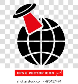 Vector Alien Visit EPS vector icon. Illustration style is flat iconic bicolor intensive red and black symbol on a transparent background.