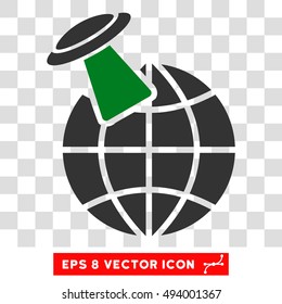 Vector Alien Visit EPS vector pictogram. Illustration style is flat iconic bicolor green and gray symbol on a transparent background.