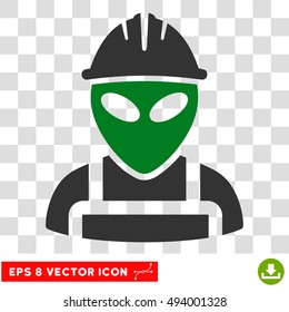 Vector Alien Worker EPS vector icon. Illustration style is flat iconic bicolor green and gray symbol on a transparent background.