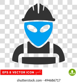 Vector Alien Worker EPS vector pictogram. Illustration style is flat iconic bicolor blue and gray symbol on a transparent background.