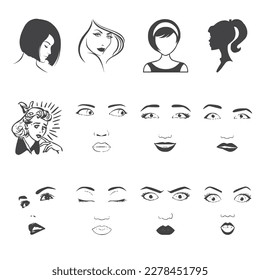 vector all face parts set