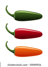 A vector of all jalapeno pepper colors