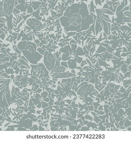 Vector all over flower botanical illustration seamless repeat pattern
