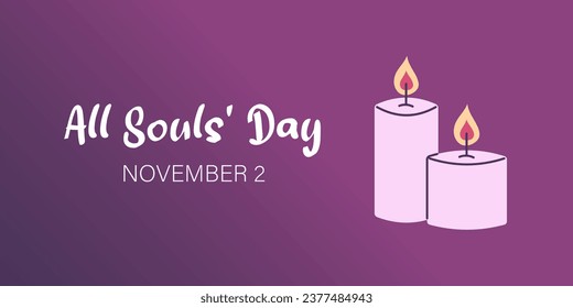 Vector All Souls Day background. Illustration with text and candles for banner, card, poster and flyer design.